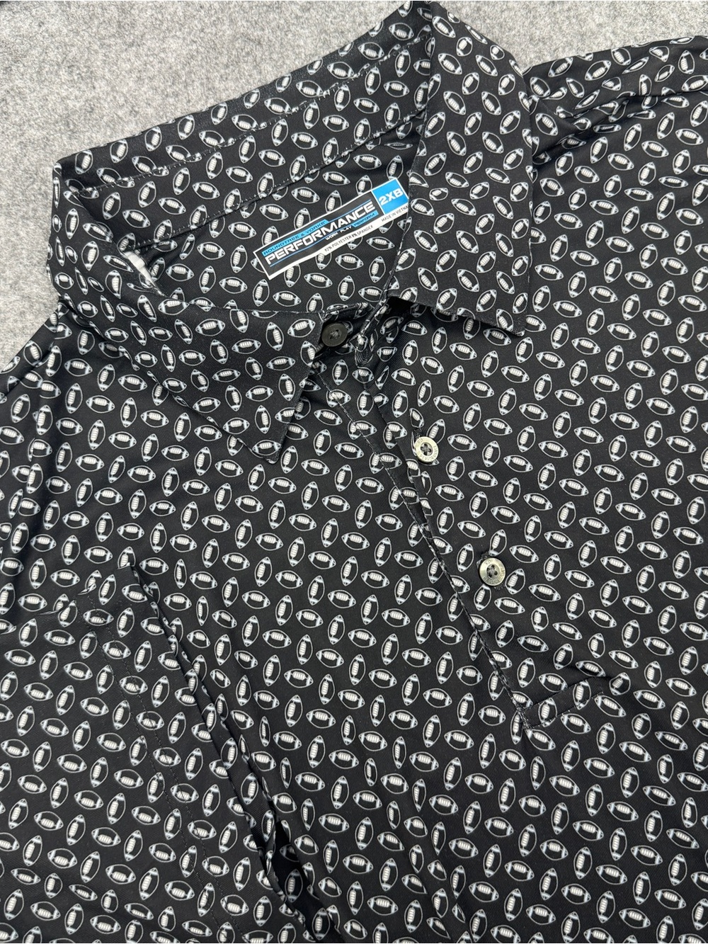 Roundtree and Yorke Performance Men's 2XB FOOTBALL Print Polo Shirt Stretch Golf